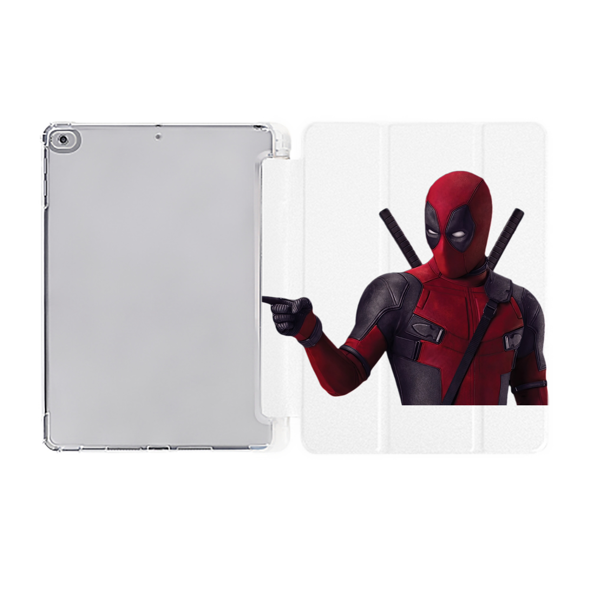 （画像用） Deadpool デッドプール IPad ケース ペン収納付き 三つ折りスタンド PUレザー×シリコン 対応機種9.5/10.5/10.9インチ